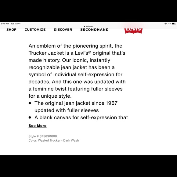 LEVIS PREMIUM Full Sleeve Trucker Jacket - Picture 9 of 9